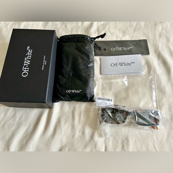 Off-White Virgil Abloh Arthur Rectangular Sunglasses Havana Green STEAL!!! - Picture 1 of 10